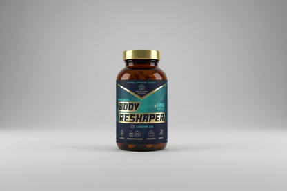 Body Reshaper supplement bottle on a dark background