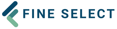 Logo of 'Fine Select' with a blue and green design on a white background